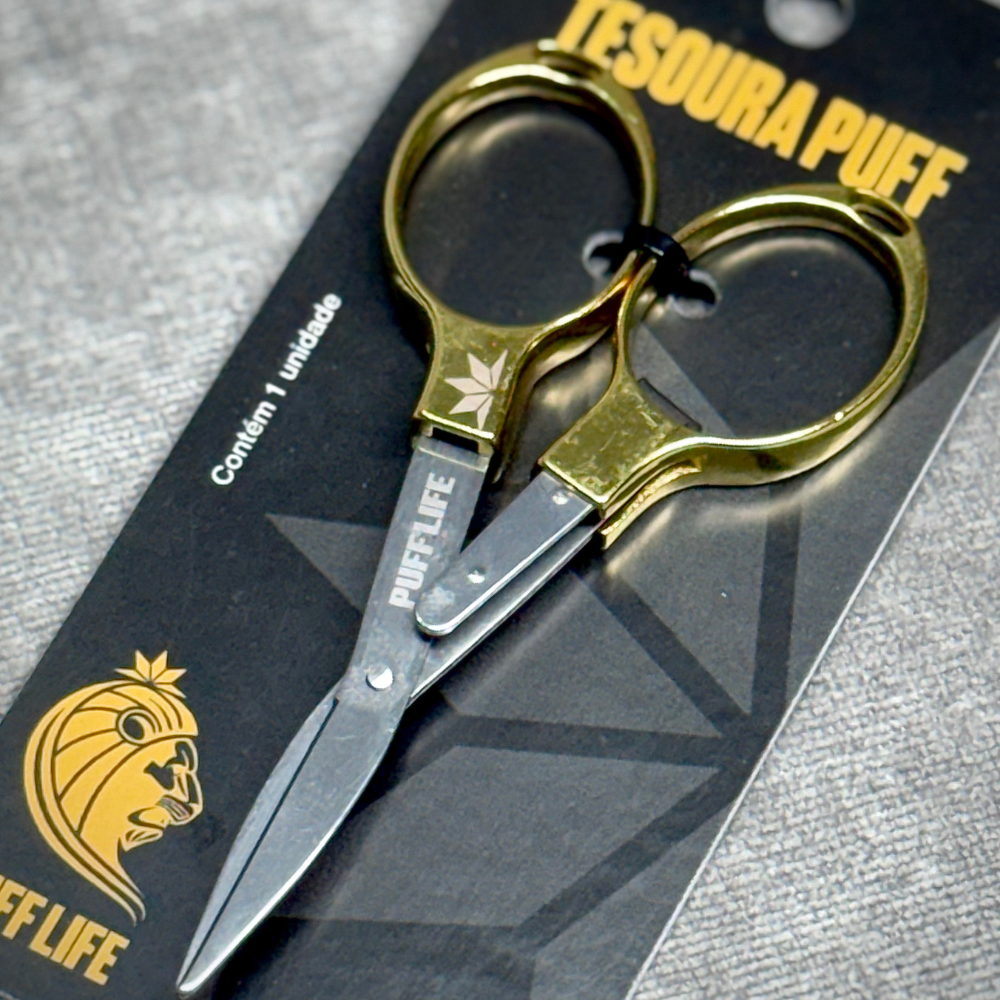 Tesoura de Metal Puff Life - Dourada
