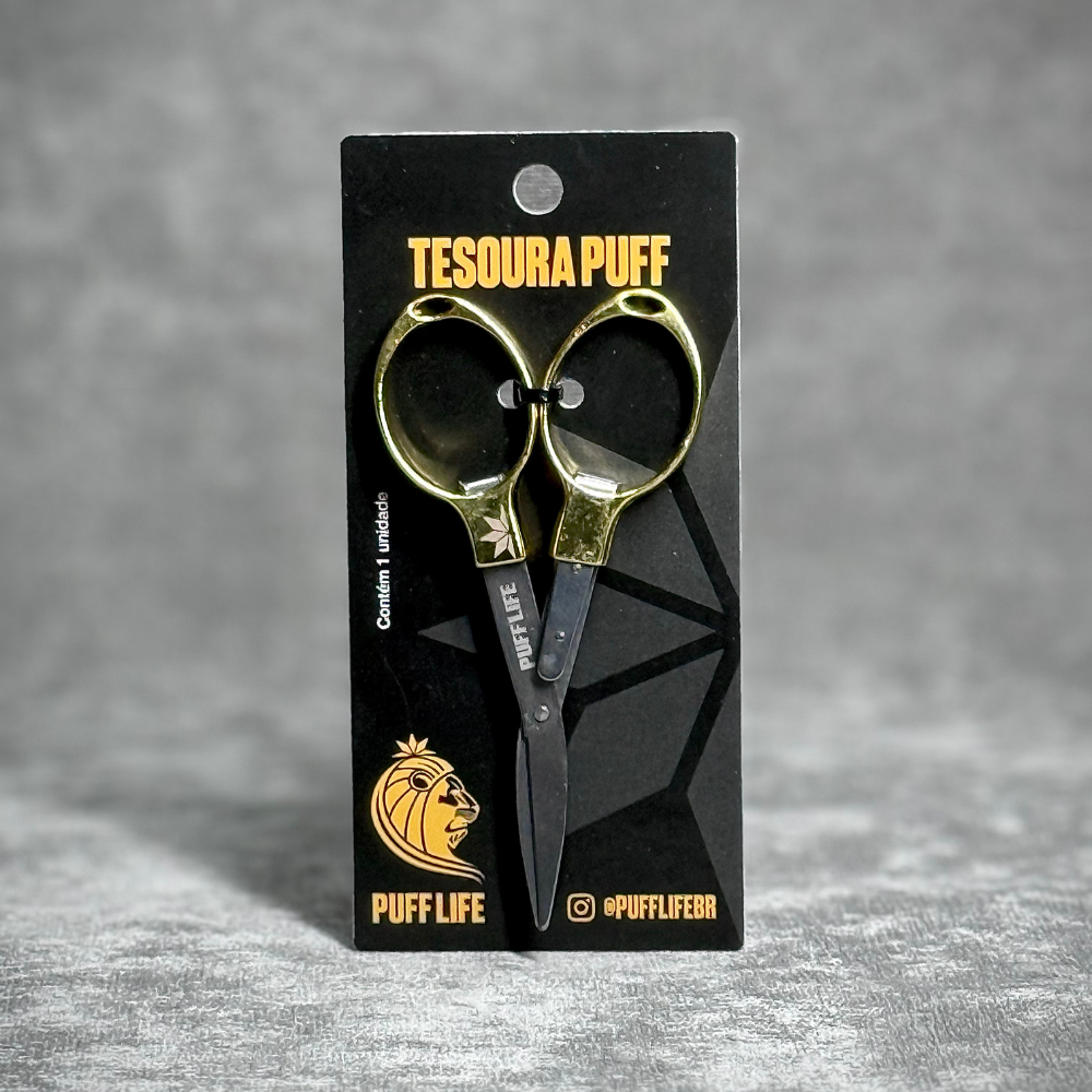 Tesoura de Metal Puff Life - Dourada