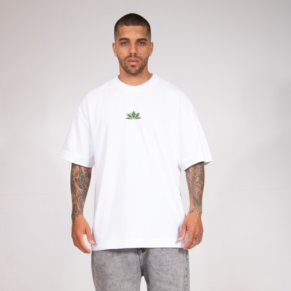 Camiseta Puff Cogumelo Folha - Off White