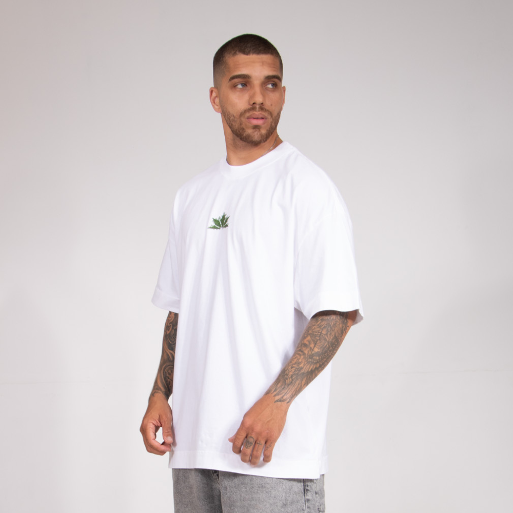 Camiseta Puff Cogumelo Folha - Off White