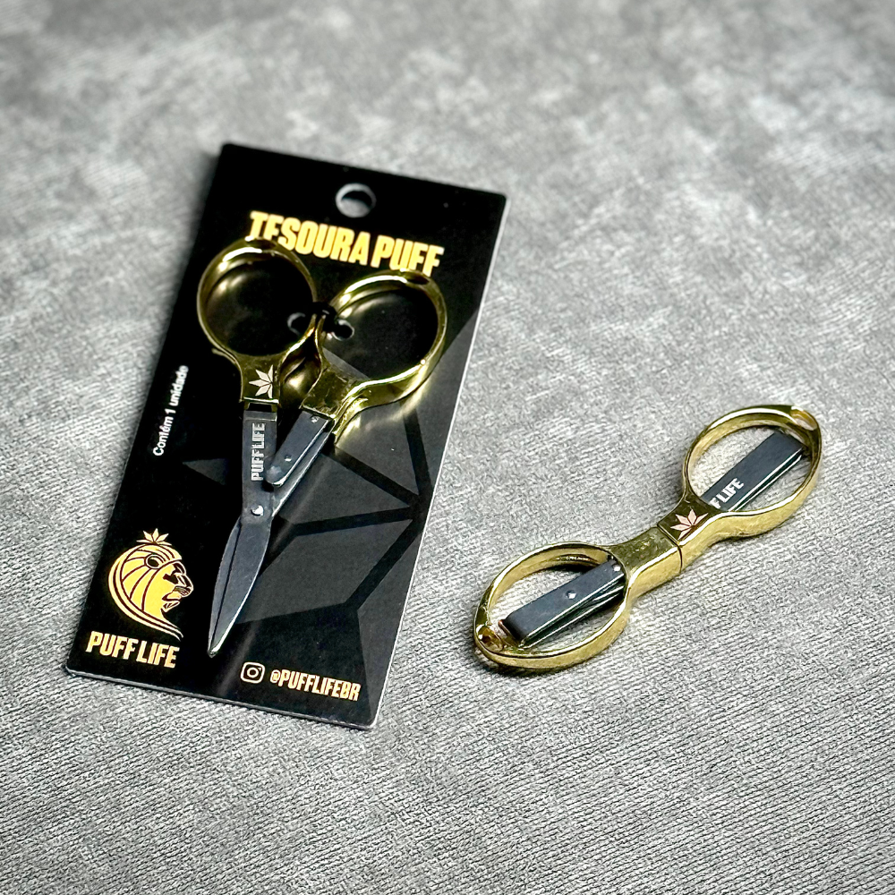 Tesoura de Metal Puff Life - Dourada
