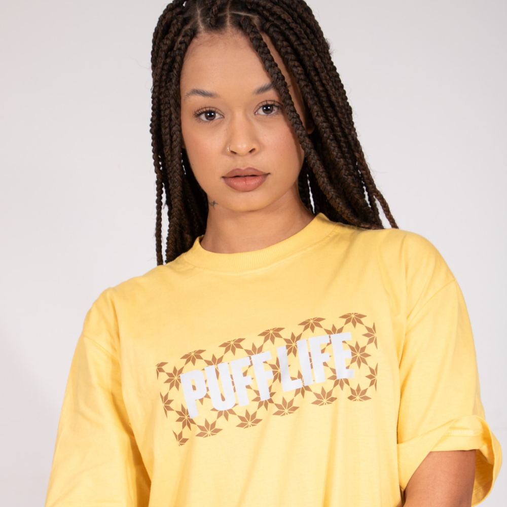Camiseta Puff Logo Box - Amarela