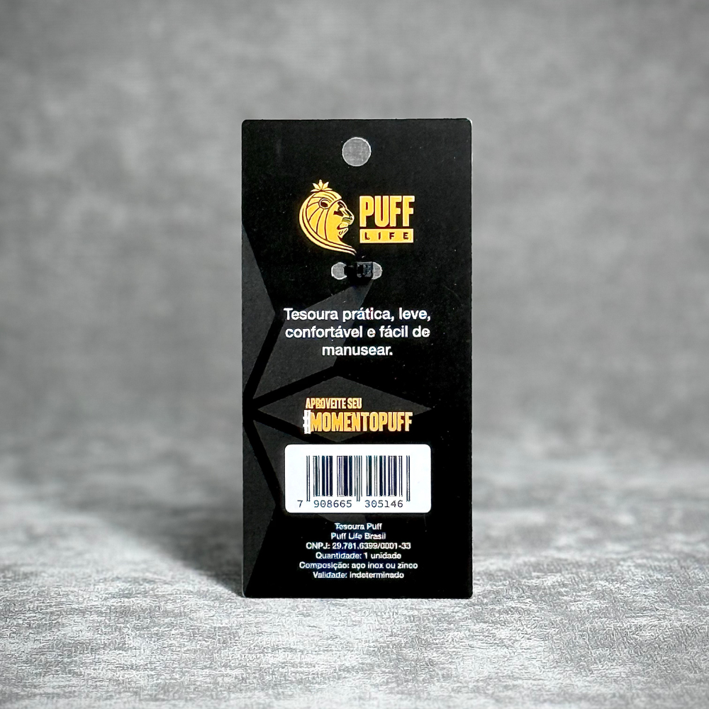 Tesoura de Metal Puff Life - Dourada